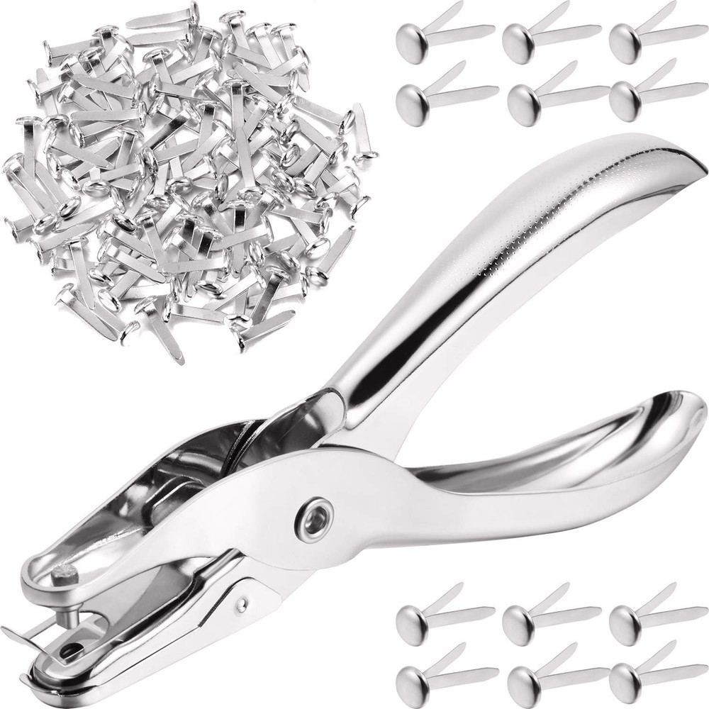 300 Pieces 3/4 Inch Paper Fasteners Small round Metal Brads with Hole Punch for