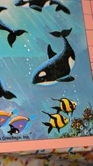 Vintage Gibson Stickers Orcas Whales Ocean Tropical Birds Parrot Fish 1 Sheet