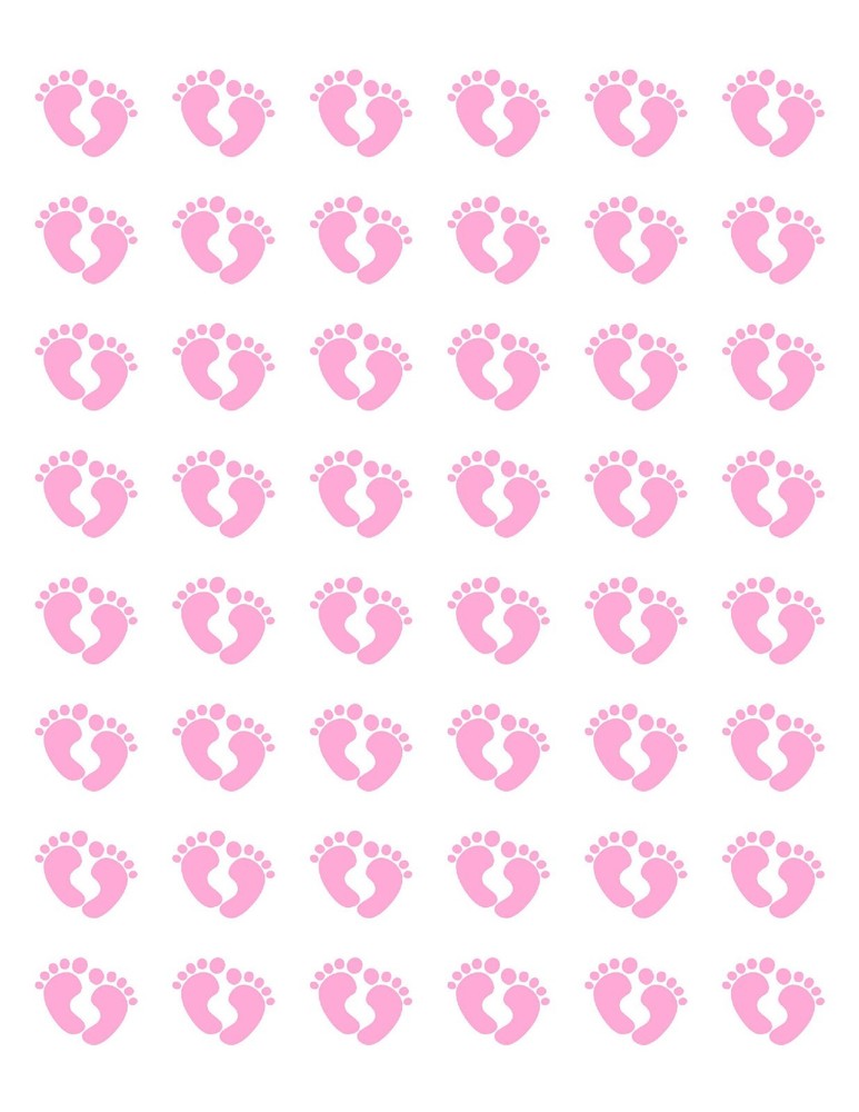 48 PINK BABY FEET FOOTPRINTS ENVELOPE SEALS LABELS STICKERS 1.2″ ROUND