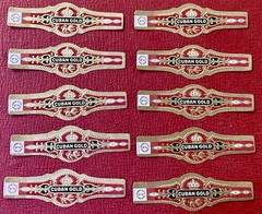 10 x 1920s Cuban Gold Cigar Bands – MINT New Old Stock – Unused Collector Set