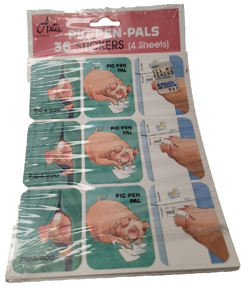 Artis Paper Magic Group Pig Pen Pals Pig Stickers 6 Sheets (2 Bonus Sheets) New