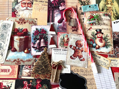 #23 NEW – VINTAGE JUNK JOURNAL 3D CHRISTMAS 60 pcs 3D KIT with Candy Cane Pen