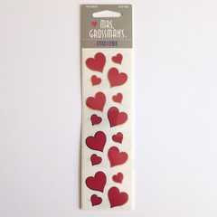 HTF Mrs. Grossman’s Red & Gold Heart Stickers Foil Metallic 2 Sheets New