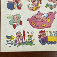 Vintage 80s European Baby Sticker Sheet Rare Netherlands Cartoon Babies Dutch