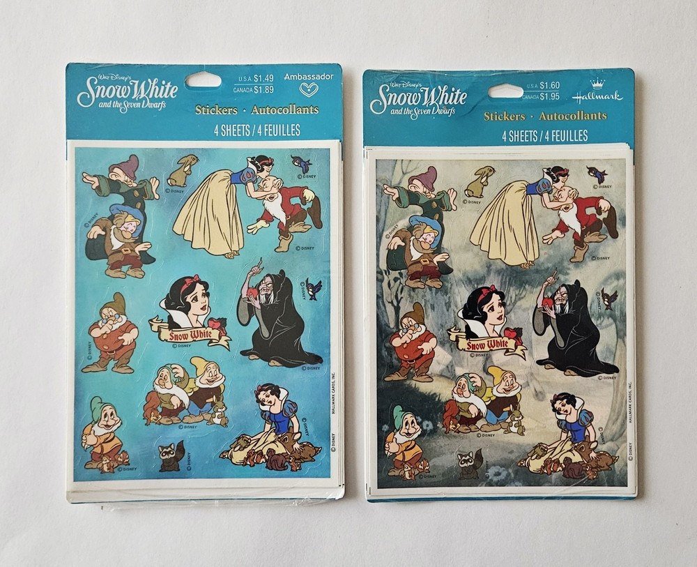 Vtg Hallmark Disney Stickers LOT Snow White Seven Dwarfs NIP Variant Evil Queen