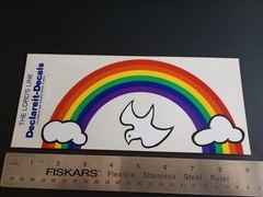 Vintage Stickers Rainbow Clouds Clear Decal Bumper Sticker Religious Jesus 1979