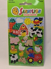 Vintage Sandylion Prismatic Farm Sticker Sheet Animals Barn Tractor Cow NEW