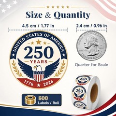 500 Pcs 1.77″ Round Patriotic Stickers – Vintage Waterproof USA Decals for 4th o