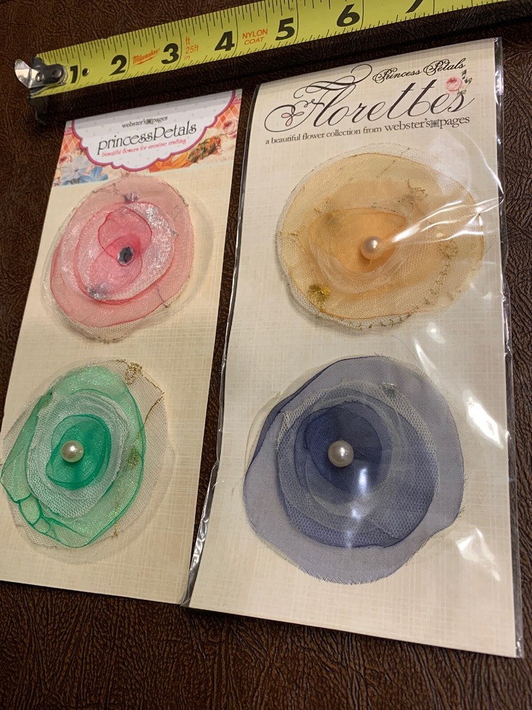 (2)x Webster’s Pages Princess Petals Fabric Flower Florettes NIP