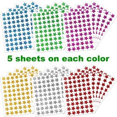 Brilliant 6-Color Holographic Star Stickers – 1620 Count for Classroom & Rewards