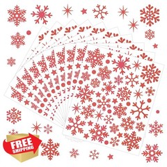 Qaxrocyn 440 Pcs Pink Glitter Snowflake Stickers