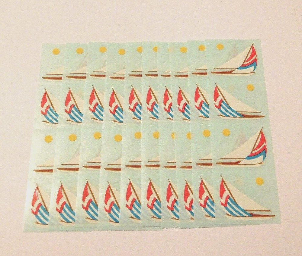 Mrs Grossman’s Stickers Lot 10 Strips ~Sailboats~ Vintage 1993 Scrapbooking