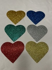 arts & crafts FOAM STICKER SHAPES 6 count glitter HEARTS