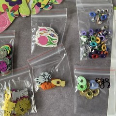 Scrapbook Embellishments SPRING EASTER Stickers Ribbon Eyelets Scraps USED