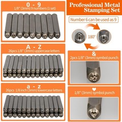 64pcs Metal Stamping Kit, 3mm Number and Letter Stamp Set, Include Artistic F…