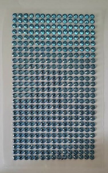 CraftbuddyUS 390 pcs 4mm 26 Stripes Light Blue Self Adhesive Round Rhinestne Gem