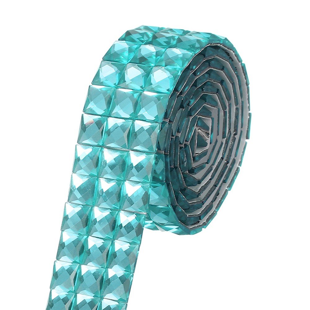 1.18 Inch x 1 Yard Crystal Rhinestone Sticker Ribbon, Lake Blue