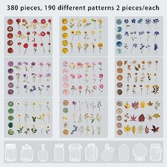 380 Pcs Sticker Set Dried Flowers Themed Resin Journaling Pressed Flower
