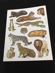 RARE Vintage 1980’s Hallmark African Safari Animal Sticker Sheet Wild Cats