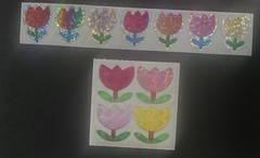 Vintage Flower Stickers Lot of 2 Shiny Prismatic 80’s 90’s Great Seven