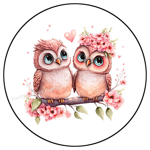 OWL COUPLE VALENTINE ENVELOPE SEALS LABELS STICKERS PARTY FAVORS