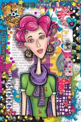 WHIMSICAL WOMAN POSTCARDS, Quirky, 4 pcs, Scrapbook Card Topper Junk Journal Art