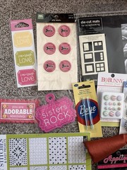 Lot Of Craft Scrapbook Items Headbands Laser Cut Embellishments Stickers Fabric