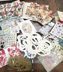 Scrap Book Album Misc Lot 3D Flower Stickers Paper Frames Card Stock Journaling