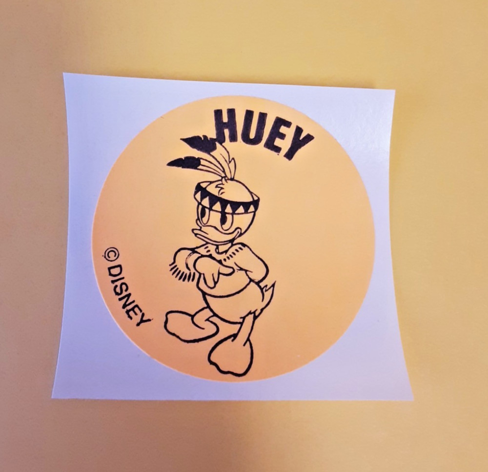 RARE! vintage 80’s Safeway neon orange Ducktales Huey sticker *restored*