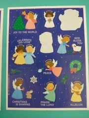 Vintage Hallmark Stickers RELIGIOUS CHRISTMAS ANGELS (3) Loose Sheets