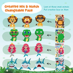 Stickers for Kids – 48 Sheets Make a Animal Face Stickers – Crafts Goodie Bag…