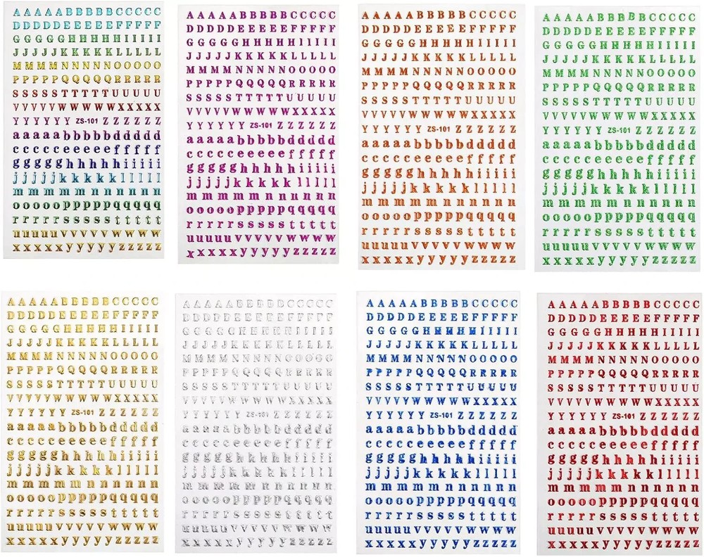 8 Sheets 3Mm Alphabet Stickers Mini Capital Lowercase Letter Stickers Colorful P