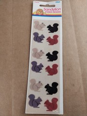 Vintage 1980s Sandylion Fuzzy Squirrel Stickers Brown Backing 1 Sheet