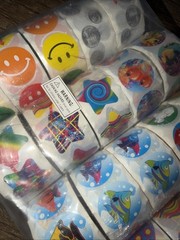 Oriental Trading Company Mega 25 Roll Sticker Assortment Coins Smiley Farm Star