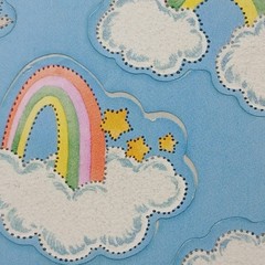 Vintage 1980s Fuzzy Flocked Stickers Rainbows & Clouds Hallmark Cards 1 Sheet