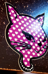 WINKING CATS 15 VENDING STICKERS *CHOOSE ONE* GLITTER VINYL ICONIC RETRO