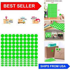 1050 Pack of 3/4 Inch Fluorescent Green Coding Circle Stickers for Easy Organ…