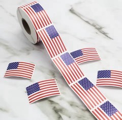USA Stickers 500pcs Roll Patriotic Flag 4th of July