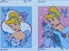 Vintage Disney Cinderella Stickers Blue Pink Rectangles Three (3) Sheets