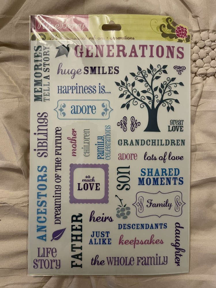 Colorbok Ripeberry Rub-on Rub Scrapbook Embellishments Family Generations Love