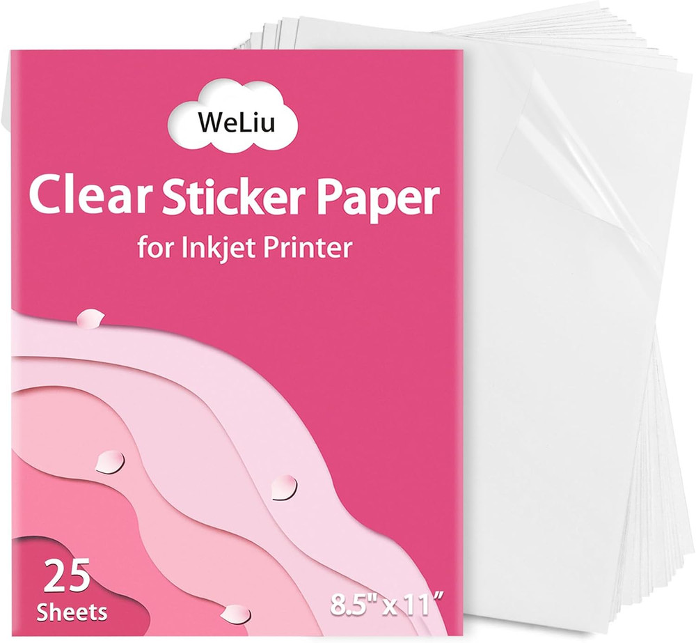 Printable Transparent Sticker Paper, Premium Clear Sticker Paper 8.5″ X 11″ (25