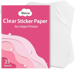 Printable Transparent Sticker Paper, Premium Clear Sticker Paper 8.5″ X 11″ (25