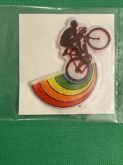 5 Rainbow Puffy Stickers vtg 1980s sailboat surfer sun sail boat bicycle lot A
