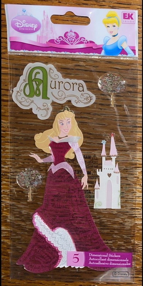 RARE Disney Aurora Sleeping Beauty Princess Castle Trees 3D Scrapbook Stickers