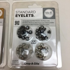 Lot of We R Memory Keepers Standard Eyelets for Scrapbooking, Yellow, Grey, More