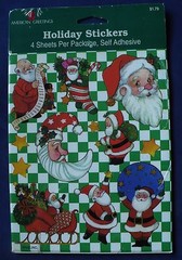 VINTAGE AGC SANTA CLAUS STICKERS 4 SHEETS 48 STICKERS NIP SLED LIST GIFT BAG