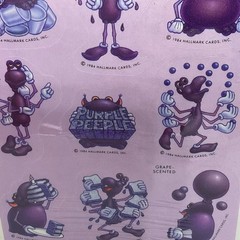 Vintage 1984 Hallmark Scratch N’ Sniff Grape Stickers NOS 1-pk Purple Peeple