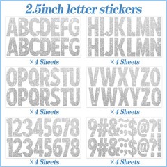 376 Pcs 24 Sheets Large Letter Stickers Glitter Big Font 2.5 Inch, Silver
