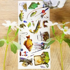 Violette Stickers – Fishing – Retro Vintage Fish, Nature, & Lake Sticker Sheet