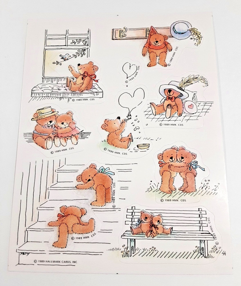 vintage 80’s Hallmark teddy bears sticker sheet